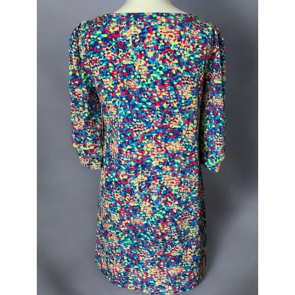 Yahada Womens MultiColor Abstract Quarter Sleeve Polyester Mini Dress Small - Picture 5 of 8